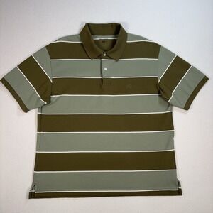 Uniqlo JW Anderson Dry‎ Pique Polo Shirt Men's L Green Stripe Relaxed Fit Logo